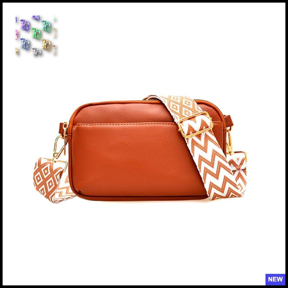 Vegan Leather Crossbody Bag Adjustable Strap Multi Pocket Minimal Chic